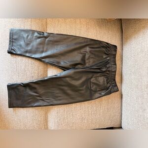 Sleek Black Faux Leather Joggers